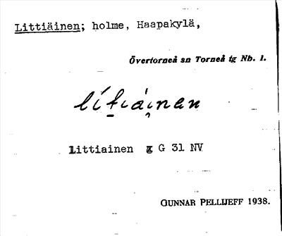 Bild på arkivkortet för arkivposten Littiäinen