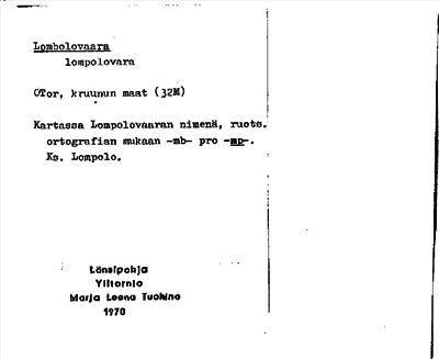 Bild på arkivkortet för arkivposten Lombolovaara
