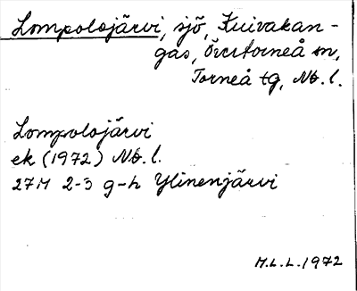 Bild på arkivkortet för arkivposten Lompolojärvi
