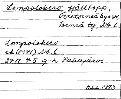 Bild på arkivkortet för arkivposten Lompolokero