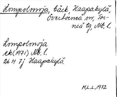 Bild på arkivkortet för arkivposten Lompolonoja