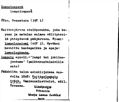 Bild på arkivkortet för arkivposten Lompolonperä