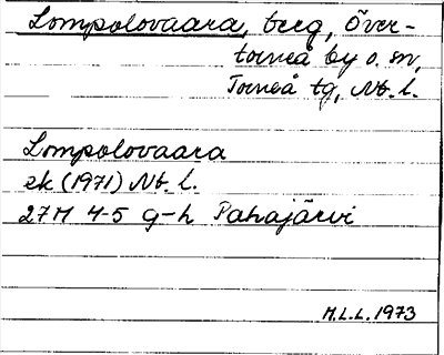 Bild på arkivkortet för arkivposten Lompolovaara