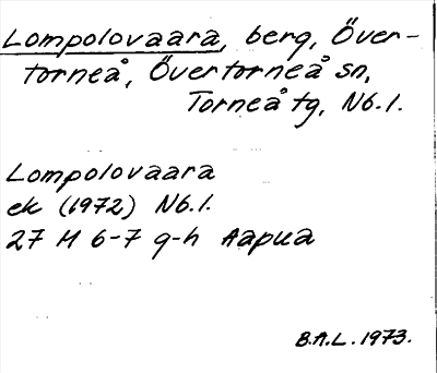 Bild på arkivkortet för arkivposten Lompolovaara