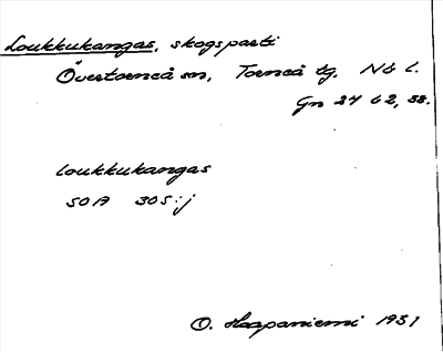 Bild på arkivkortet för arkivposten Loukkukangas
