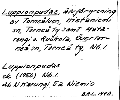 Bild på arkivkortet för arkivposten Luppionpudas