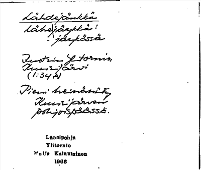 Bild på arkivkortet för arkivposten Lähdejänkkä