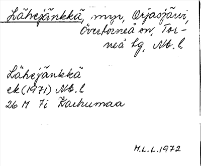 Bild på arkivkortet för arkivposten Lähejänkkä