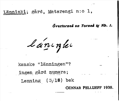 Bild på arkivkortet för arkivposten Länninki