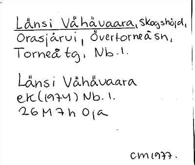 Bild på arkivkortet för arkivposten Länsi Vähävaara