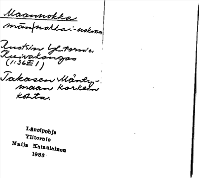Bild på arkivkortet för arkivposten Maannokka