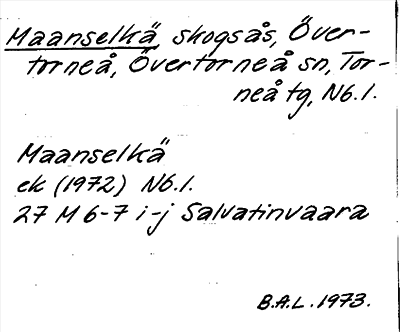 Bild på arkivkortet för arkivposten Maanselkä