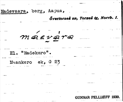 Bild på arkivkortet för arkivposten Madevaara