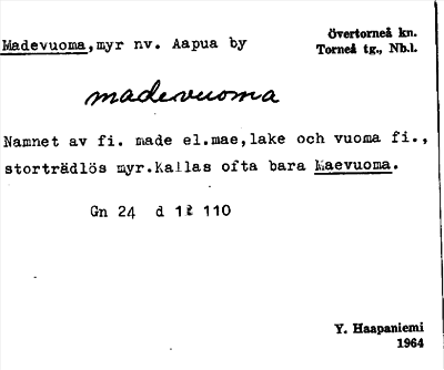 Bild på arkivkortet för arkivposten Madevuoma