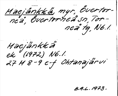 Bild på arkivkortet för arkivposten Maejänkkä