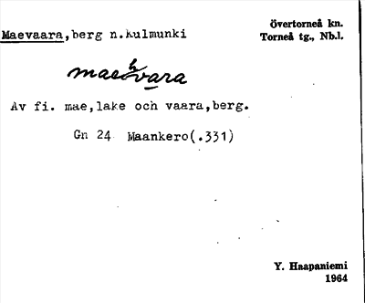Bild på arkivkortet för arkivposten Maevaara