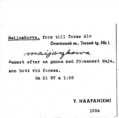 Bild på arkivkortet för arkivposten Maijankorva