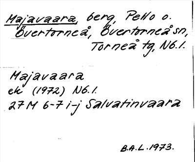 Bild på arkivkortet för arkivposten Majavaara
