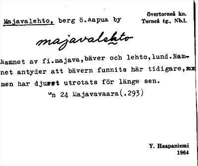 Bild på arkivkortet för arkivposten Majavalehto