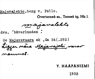 Bild på arkivkortet för arkivposten Majavalehto