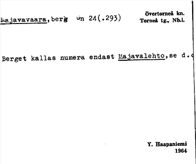 Bild på arkivkortet för arkivposten Majavavaara