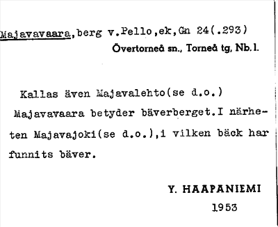 Bild på arkivkortet för arkivposten Majavavaara
