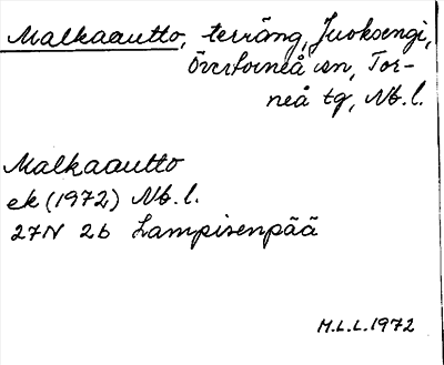 Bild på arkivkortet för arkivposten Malkaautto