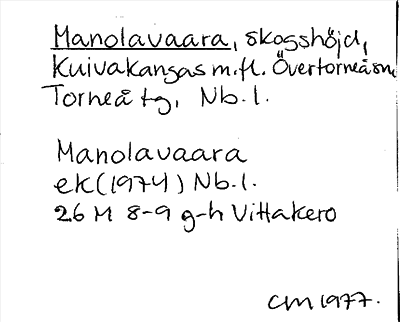 Bild på arkivkortet för arkivposten Manolavaara