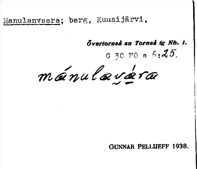 Bild på arkivkortet för arkivposten Manulanvaara