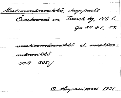 Bild på arkivkortet för arkivposten Martinmännikkö