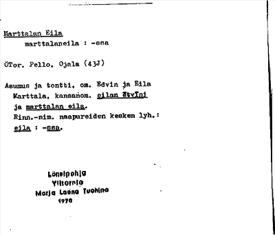 Bild på arkivkortet för arkivposten Marttalan Eila