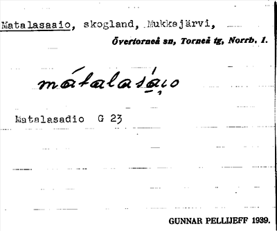 Bild på arkivkortet för arkivposten Matalasaaio