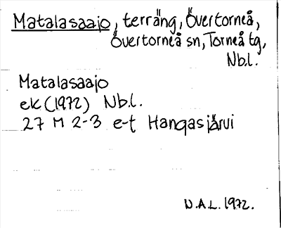 Bild på arkivkortet för arkivposten Matalasaajo