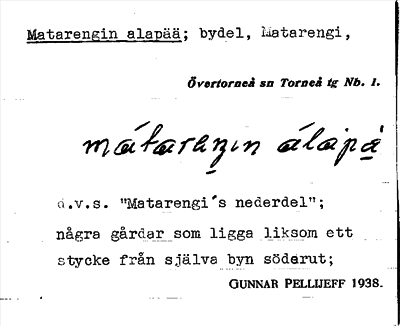Bild på arkivkortet för arkivposten Matarengin alapää