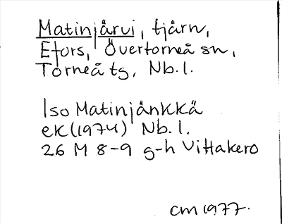 Bild på arkivkortet för arkivposten Matinjärvi