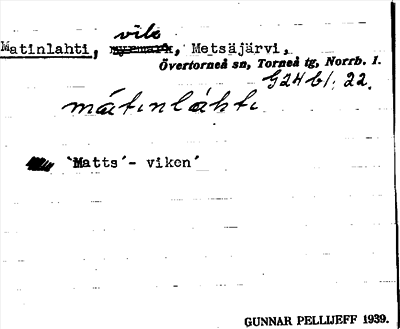 Bild på arkivkortet för arkivposten Matinlahti