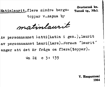 Bild på arkivkortet för arkivposten Matinlaurit