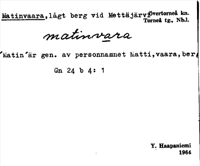 Bild på arkivkortet för arkivposten Matinvaara