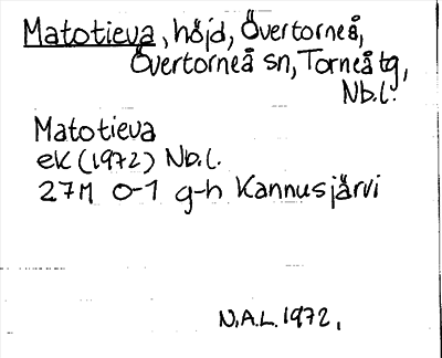 Bild på arkivkortet för arkivposten Matotieva