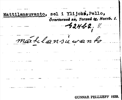 Bild på arkivkortet för arkivposten Mattilansuvanto