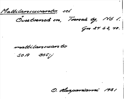 Bild på arkivkortet för arkivposten Mattilansuvanto