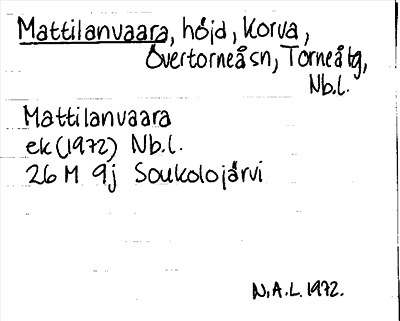 Bild på arkivkortet för arkivposten Mattilanvaara