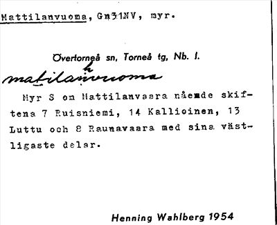 Bild på arkivkortet för arkivposten Mattilanvuoma
