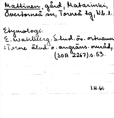Bild på arkivkortet för arkivposten Mattinen