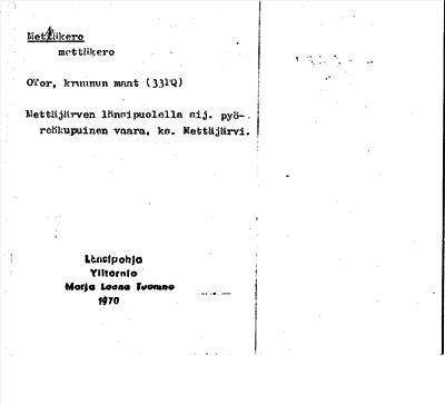 Bild på arkivkortet för arkivposten Metsäkero