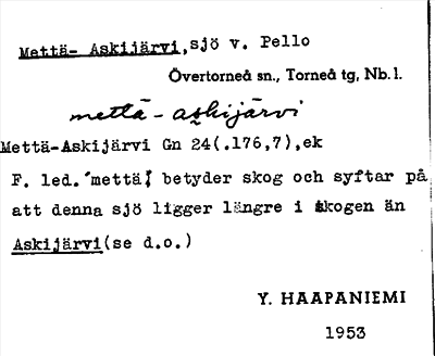 Bild på arkivkortet för arkivposten Mettä-Askijärvi