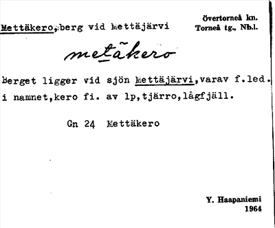 Bild på arkivkortet för arkivposten Mettäkero