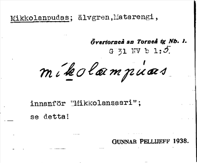 Bild på arkivkortet för arkivposten Mikkolanpudas