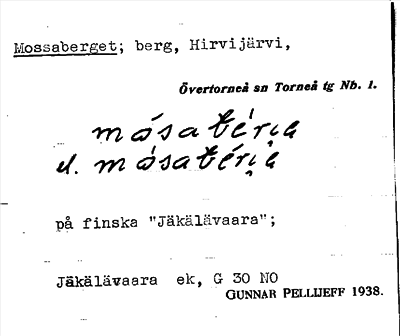 Bild på arkivkortet för arkivposten Mossaberget