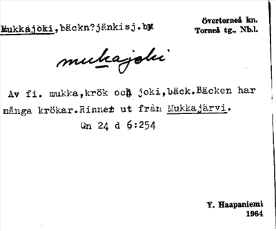 Bild på arkivkortet för arkivposten Mukkajoki